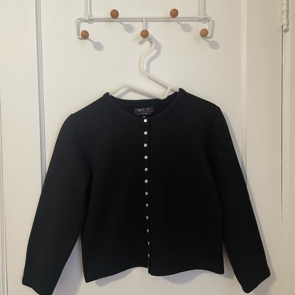Black Agnes B. Le Petit Snap Cardigan